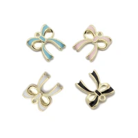 10pcslot enamel black white pink blue bowknot shape charms alloy diy jewelry cartoon earring bracelet key chain accessories