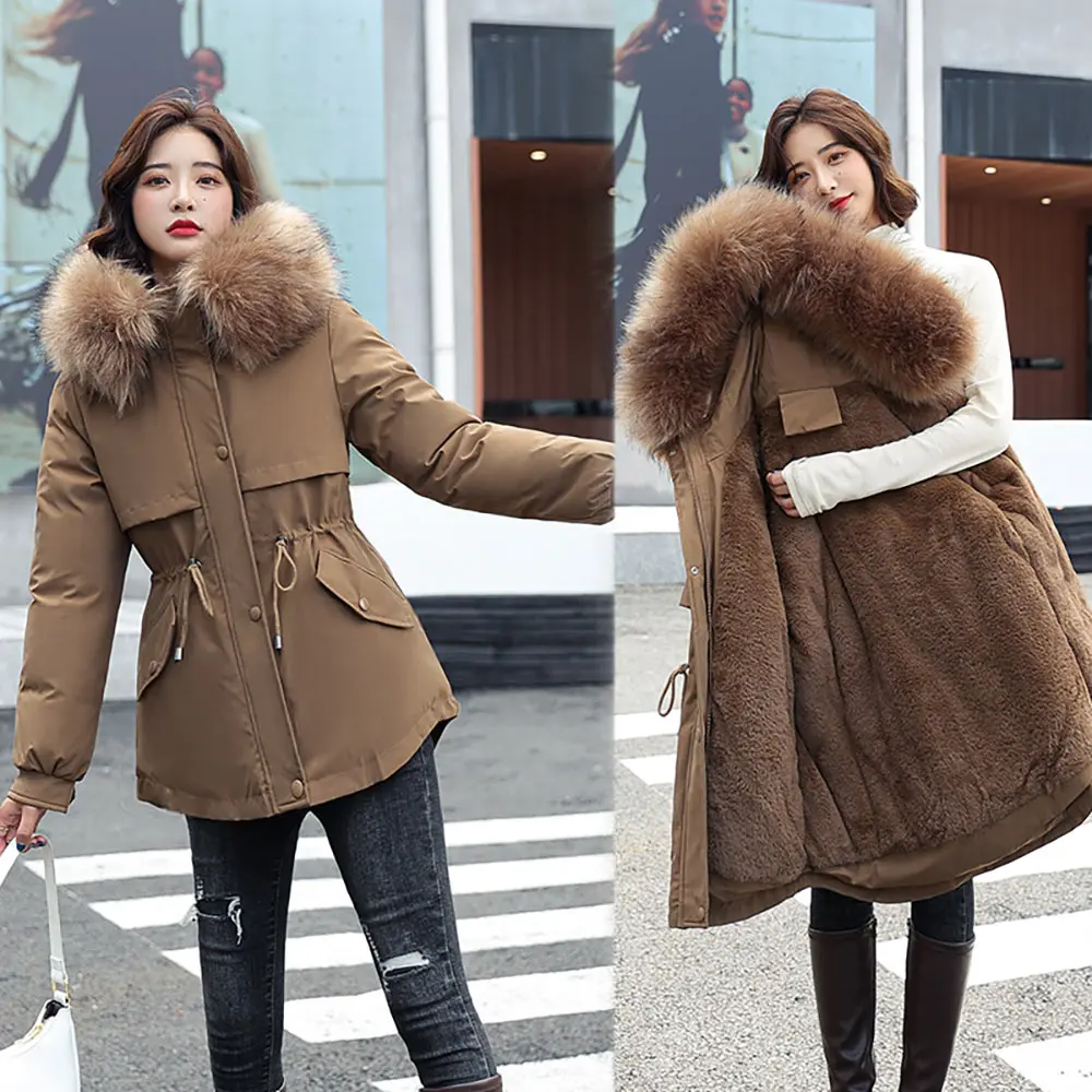 PinkyIsBlack New Cotton Thick Warm Winter Jacket Coat Women Casual Short Parkas Winter Clothes Fur Lining Hooded Parkas Coats