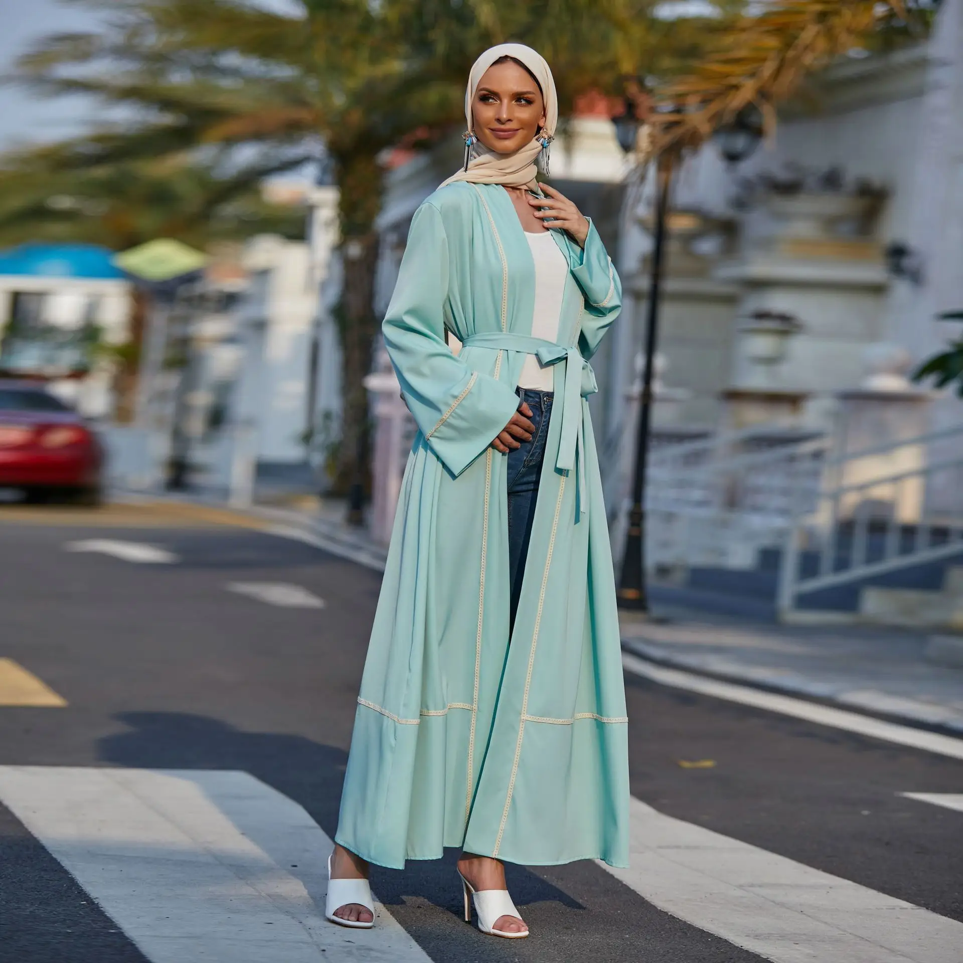 

Muslim Open Abaya Cardigan Full Dress Kimono Long Robe Gowns Femme Jubah Dubai Middle East Ramadan Eid Arab Islamic Musulmane