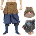 Костюм для косплея Hashibira Inosuke Demon Slayer Kimetsu No Yaiba мужские женские брюки на Хэллоуин шерстяная юбка маска на голову свиньи латексная маска