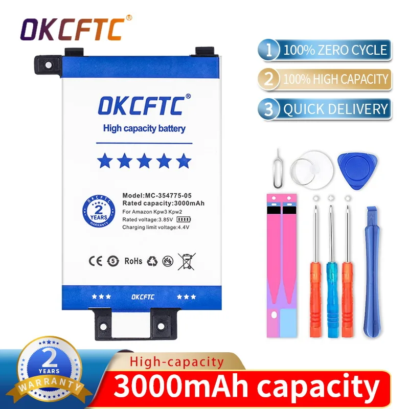 

OKCFTC 3000mAh MC-354775-05 58-000049 High Capacity Battery For Amazon Kindle PaperWhite 2/3 KPW3 KPW2 Battery DP75SDI S13-R1