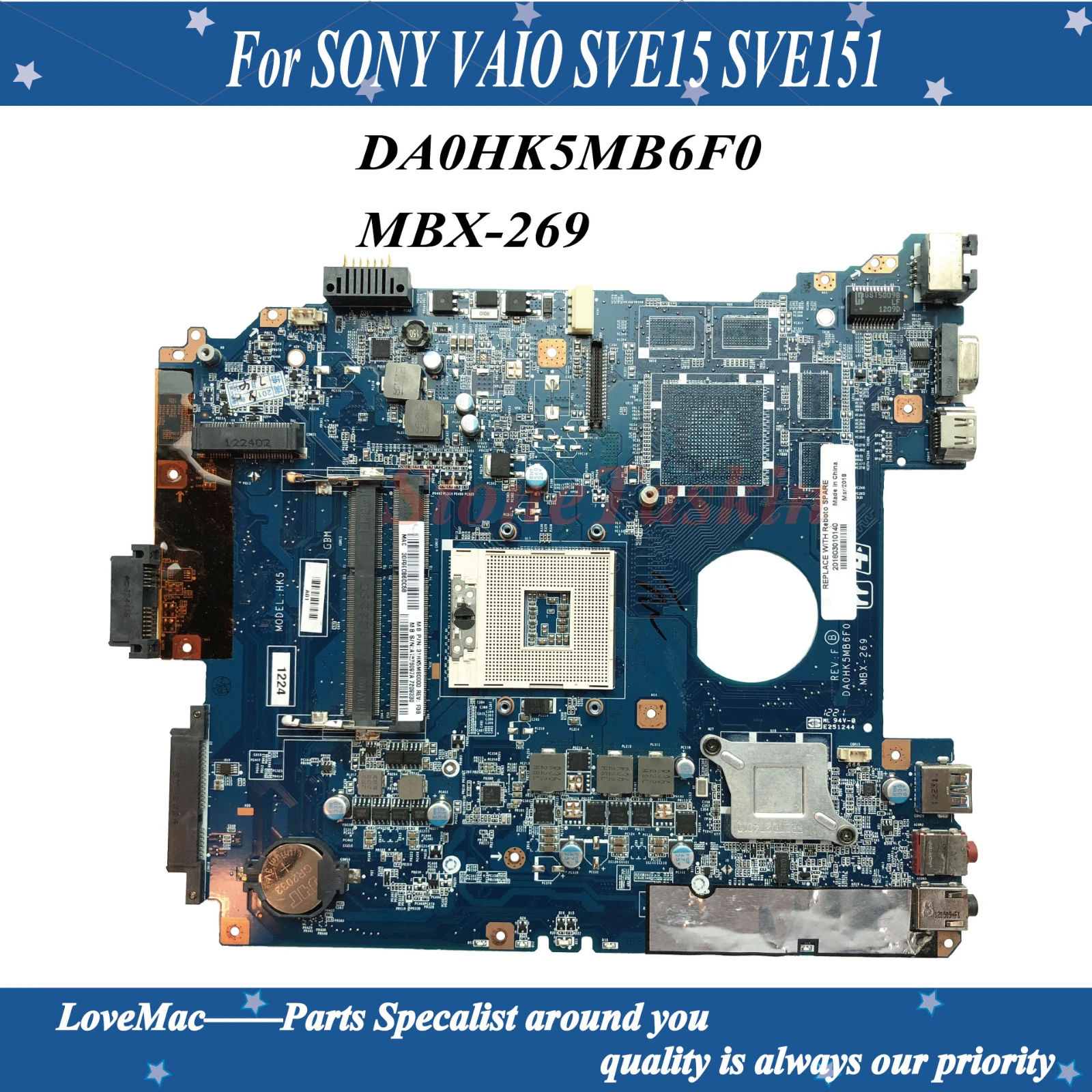 Высококачественная материнская плата A1876097A DA0HK5MB6F0 для SONY SVE151D11L SVE151 MBX 269 HM76
