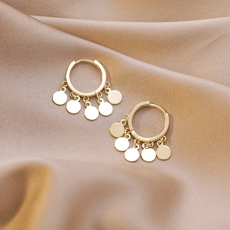 Модные популярные дизайнерские круглые висячие серьги в виде хлопьев простые