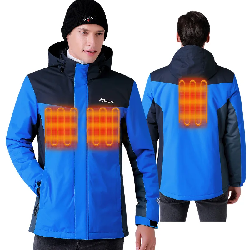 

heating outdoor assault jacket leisure front and rear heating cotton jacket charging thermal couple's long jacket