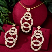 siscathy fashion geometry circle necklace earrings jewelry set for women micro zircon accessories party costum jewelry bdornment