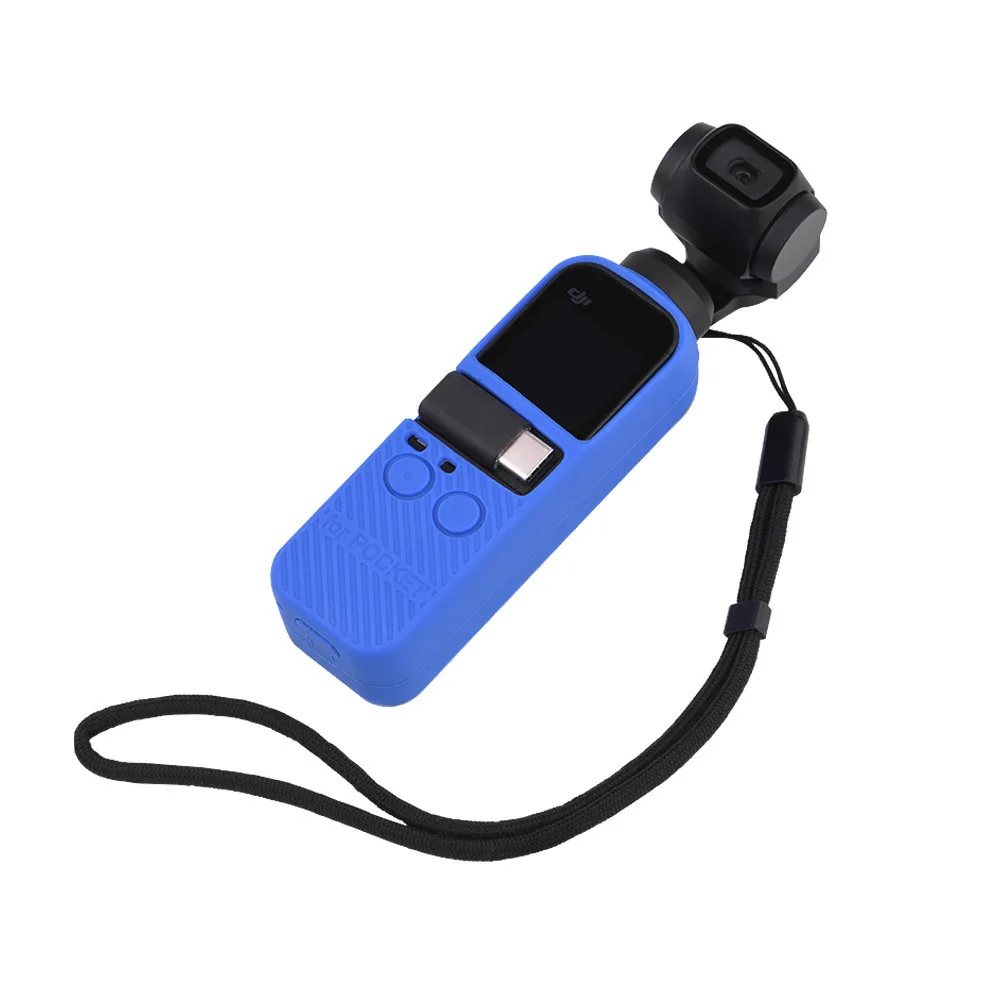 Blue DJI OSMO Карманный силиконовый защитный чехол с ремешком многоцветные Защитные чехлы для DJI OSMO Карманный ручной карданный аксессуар - Цвет: Blue