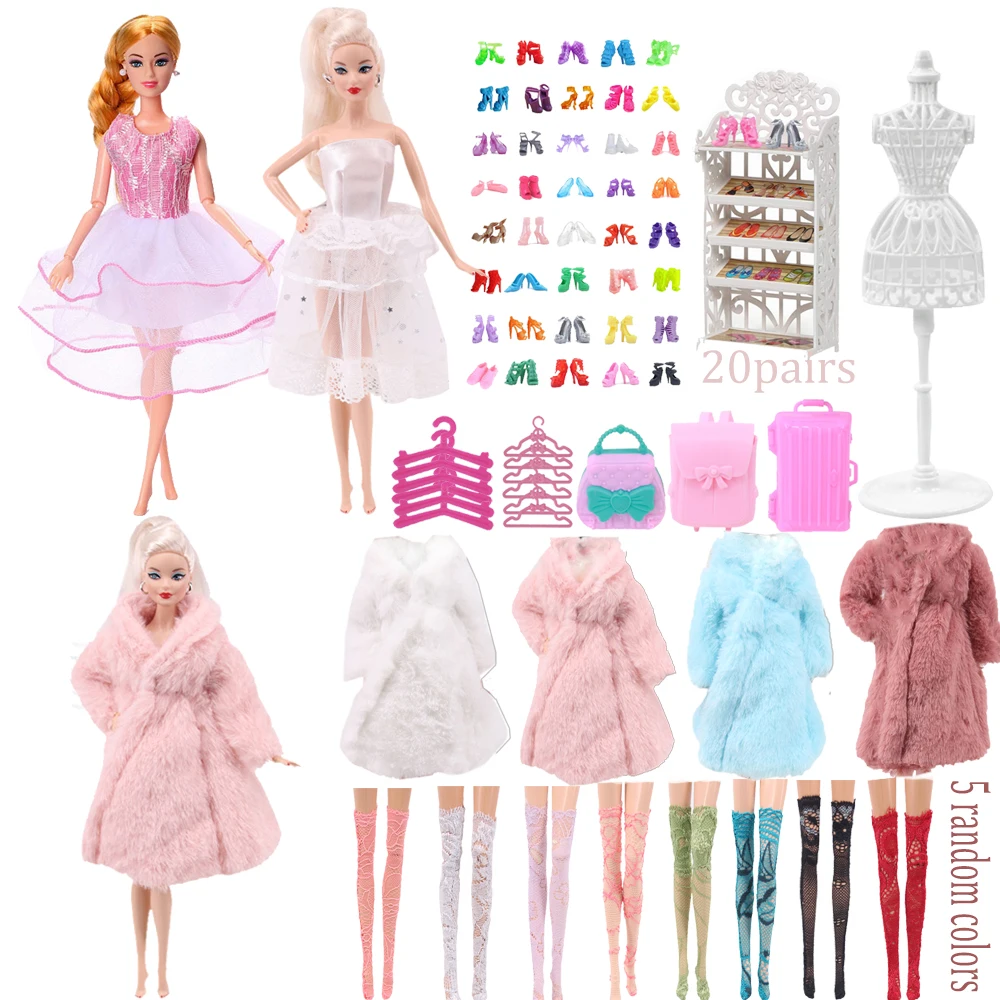 Barbiees Accessories Socks Shoe Rack Outfits Fit Barbiees & 11.8Inch Doll Clothes Christmas Gift Hangers 20pcs/Set On Sale
