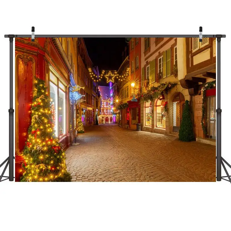

Vinyl Backdrops For Photography Christmas Street Roadway Decoration Gifts Tree Baby Newborn Portrait Photo Backdrop Photocall