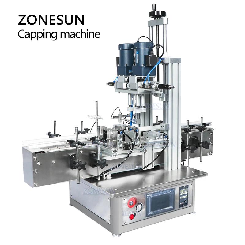 

ZONESUN Ropp Pump Pneumatic Vial Desktop Screw Automatic Capping Machines Glass Screw Alcohol Perfume Pet Plastic Bottle