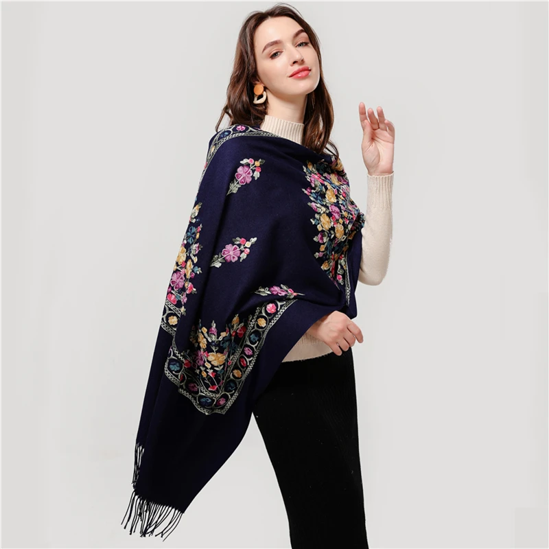 

2021 designer brand women scarf winter cashmere scarves lady shawls and wraps female blanket pashmina embroidery scarfs