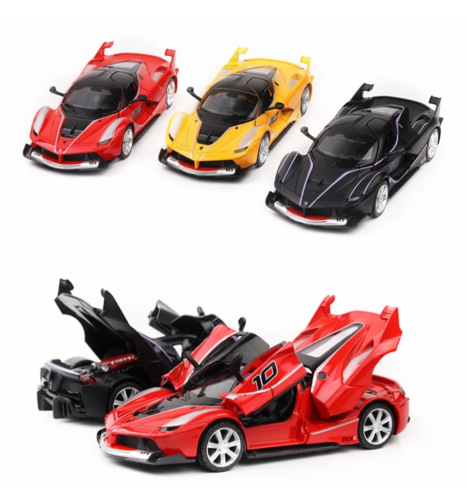 

Car model 1/32 FXX pull back racing car 3 door open miniature cars diecast metal collection toys Car children's holiday gifts
