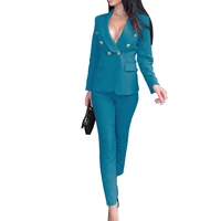 pure color simple suit fashion long sleeved suit slim trousers two piece suit autumn and winter 2021 new casual womens clothing