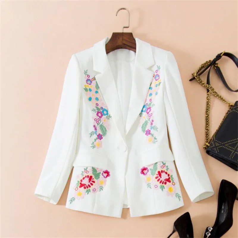 Embroidered suit women's one button clothing ropa hombre 2021 new trendy white black temperament chaquetas de traje fashion