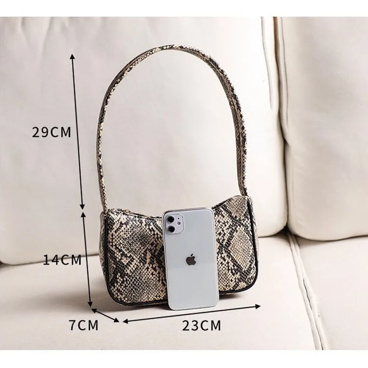 

Women Retro Snakes Print Leather Single Shoulder Bag Fashion Simple underarm bag Casual handbag Baguette Bag