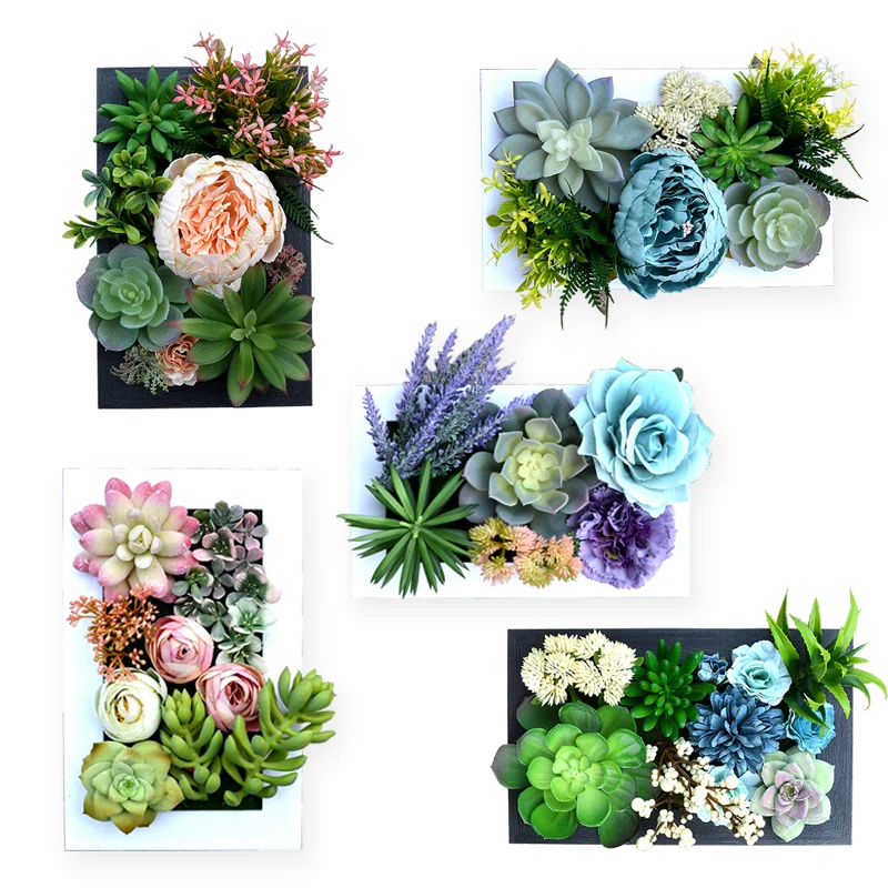 

Wall Decoration Indoor Artificial Plants Decor 3d Wall Hanging Simulation Succulent Green Plant Flowers