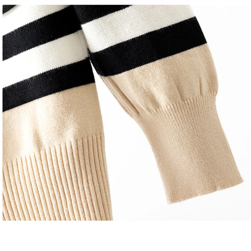 

Sweater Coat Women's Fall 2020 New Striped Loose-Fitting V-Neck Long-Sleeved Knitted Cardigan Cropped Colorblock Korean Tops