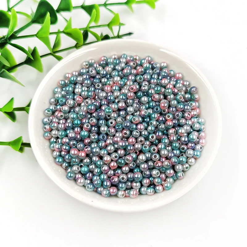 New Mix Rainbow Color Round 3mm ABS Imitation Pearl Plastic Beads Hole 1.0mm Loose Beads Diy Jewelry Necklace Making 1000PCS