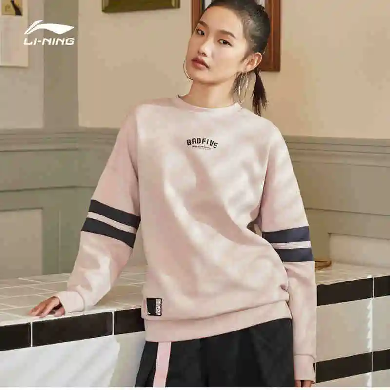 Li-Ning Женский Баскетбол BAD 5 свитер свободный крой 18% полиэстер 82% хлопок подкладка
