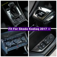 car accessories gear shift head lift button air ac gear box control panel cover trim for skoda kodiaq 2017 2022 black brushed
