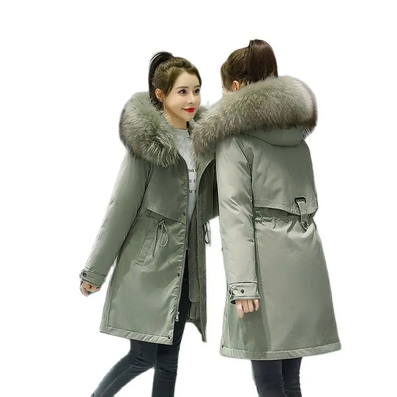 

6XL Winter Parker Clothing Women Down Cotton Jacket Add Velvet Keep Warm Cotton Overcoat Mid-Length Hooded Winter Coat Parkas