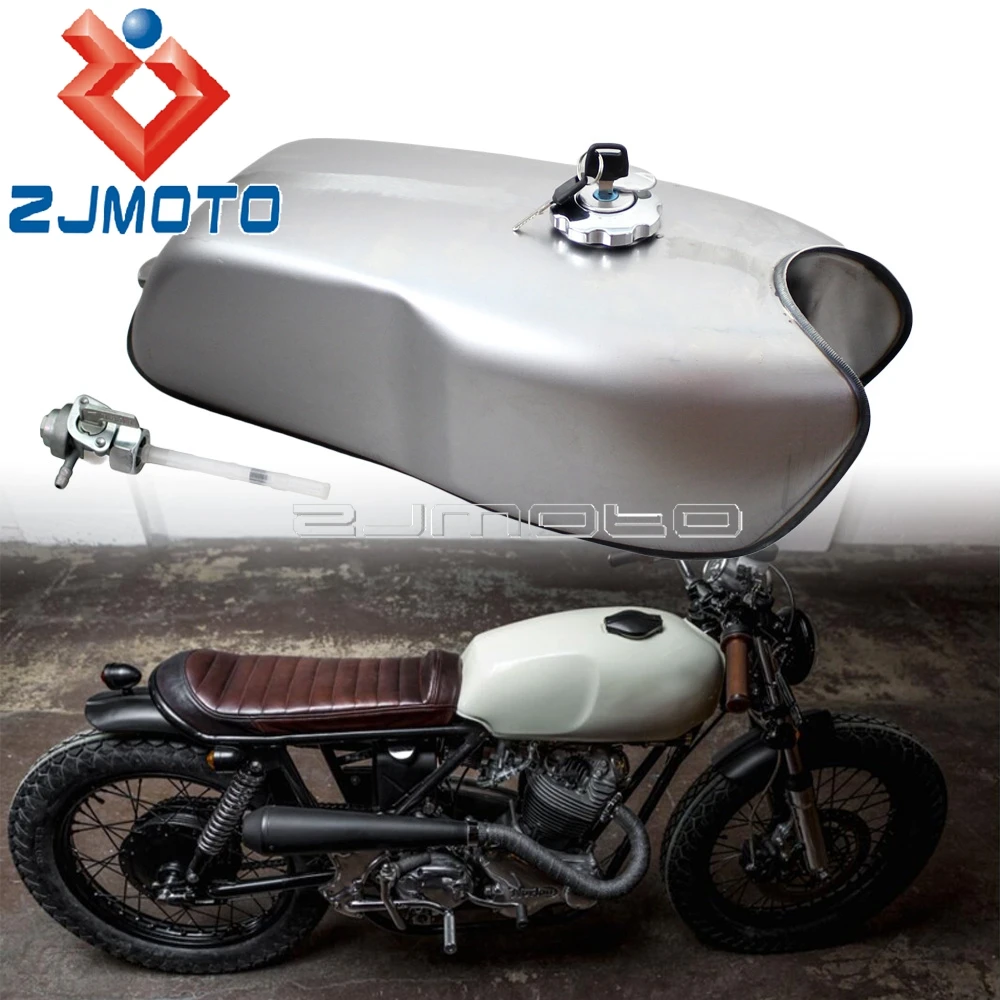 

Motorcycle 9L Gas Fuel Tank Oil Box w/ Cap Steel Cafe Racer for Kawasaki Suzuki Honda CG125 Yamaha RD50/RD350/RD400 BMW R100 R