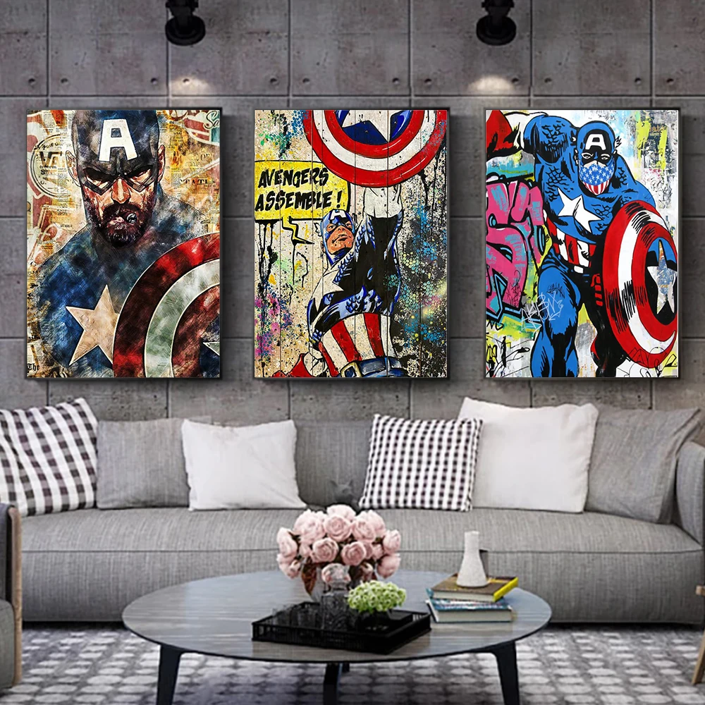 

Avengers Superhero Captain America Posters Marvel Comics Character Print Canvas Painting Fashion Wall Art for Living Room Decor