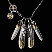 goro 925 sterling silver pendants feather charm vintage link thai silver eagle chain for men fine jewelry gon059