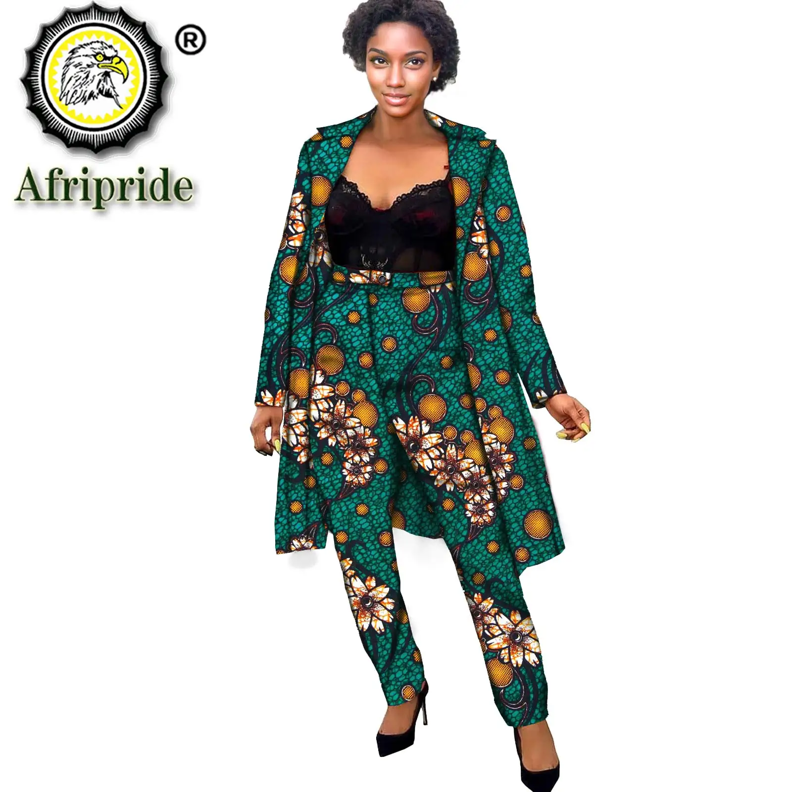 African Clothes for Women Plus Size Print Jacket and Ankara Pants 2 Piece Set Dashiki Outfits Long Coats Wax Attire S2126010