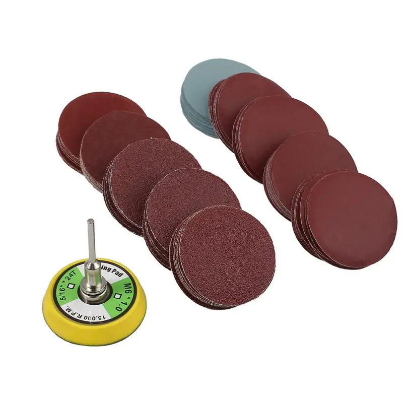 100 шт. 2 &quotнаждачные круги песок Бумага на застежке липучке Сандер + подкладка M6