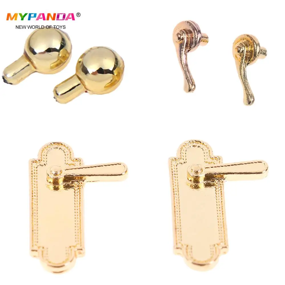

2Pcs/lot 1:12 Alloy Door Pull Handles Locks Dolls House Accessories Dollhouse Furniture Miniature for Children Kids Toys