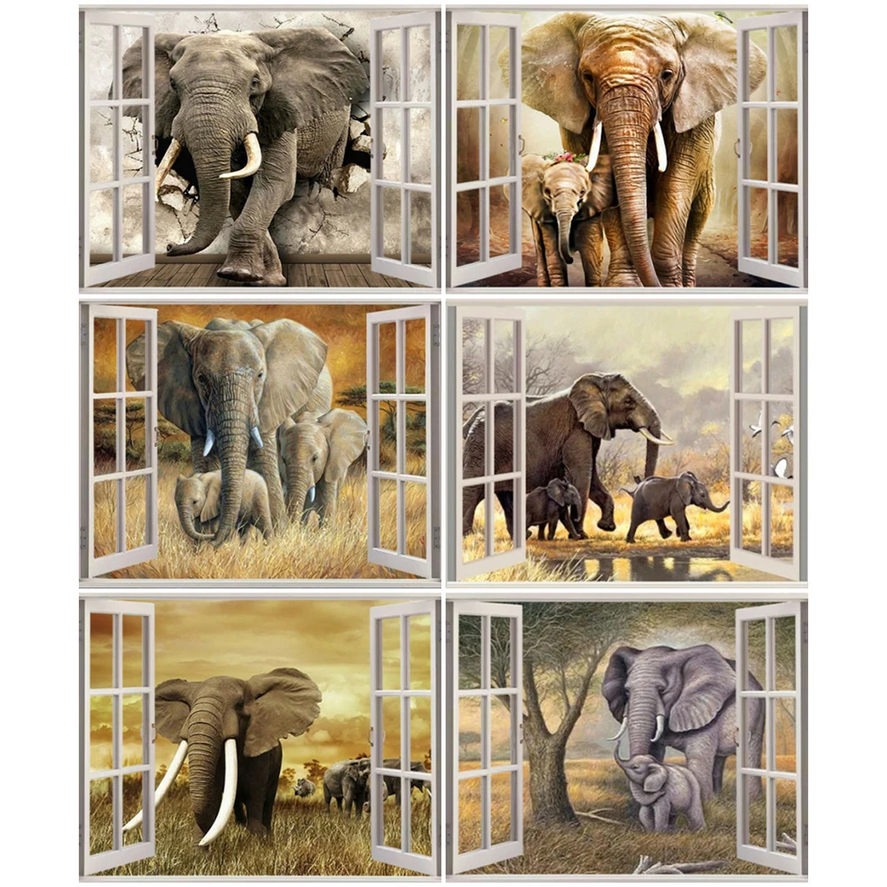 

AZQSD картина маслом по номерам животных ручная роспись подарок 40x50 см DIY Раскраска по номерам со слонами; Спальня стены искусства