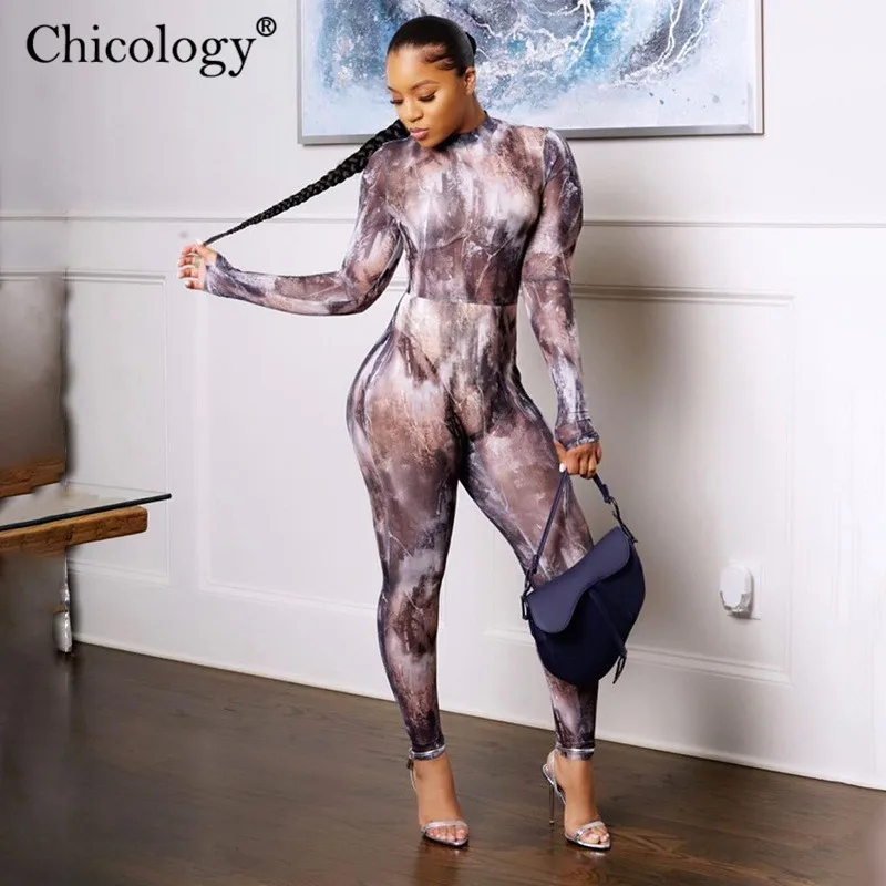 

Chicology 2020 Autumn Winter Jumpsuit Outfit Long Sleeve Print Bodycon Sexy Club One Piece Elegant Body Women Fashion Clothes
