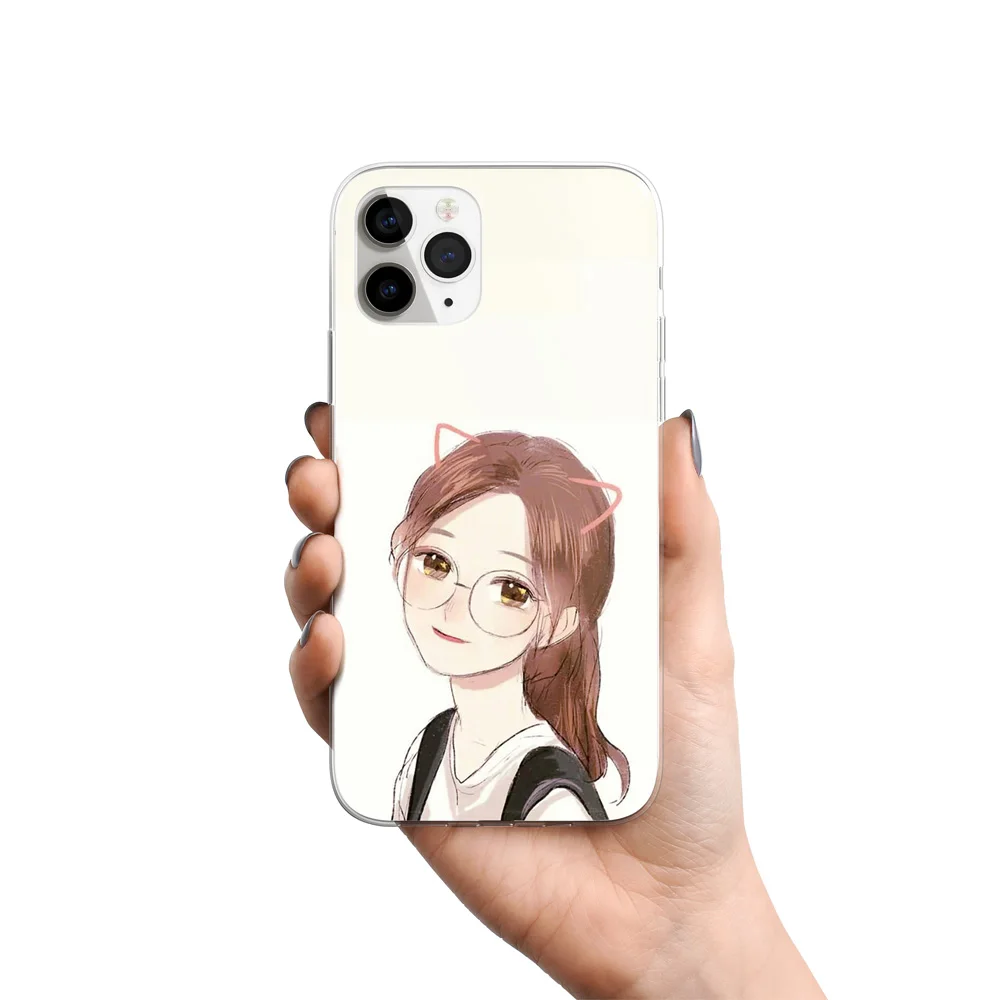 Cute Cartoon Sweet Girl Pattern Phone Case For iPhone 8 7 Plus X XR 11 Pro XS MAX Soft Cover Holder Gift Coque | Мобильные телефоны