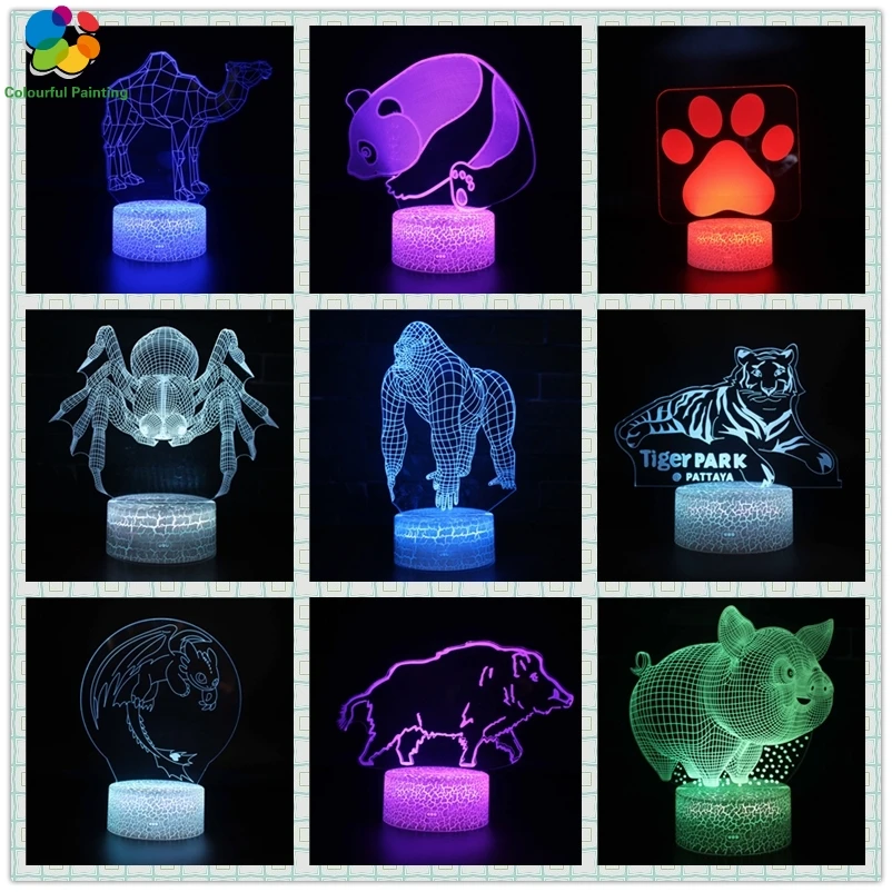 Пульт дистанционного управления животное тигр свинья панда 3D свет светодиодный