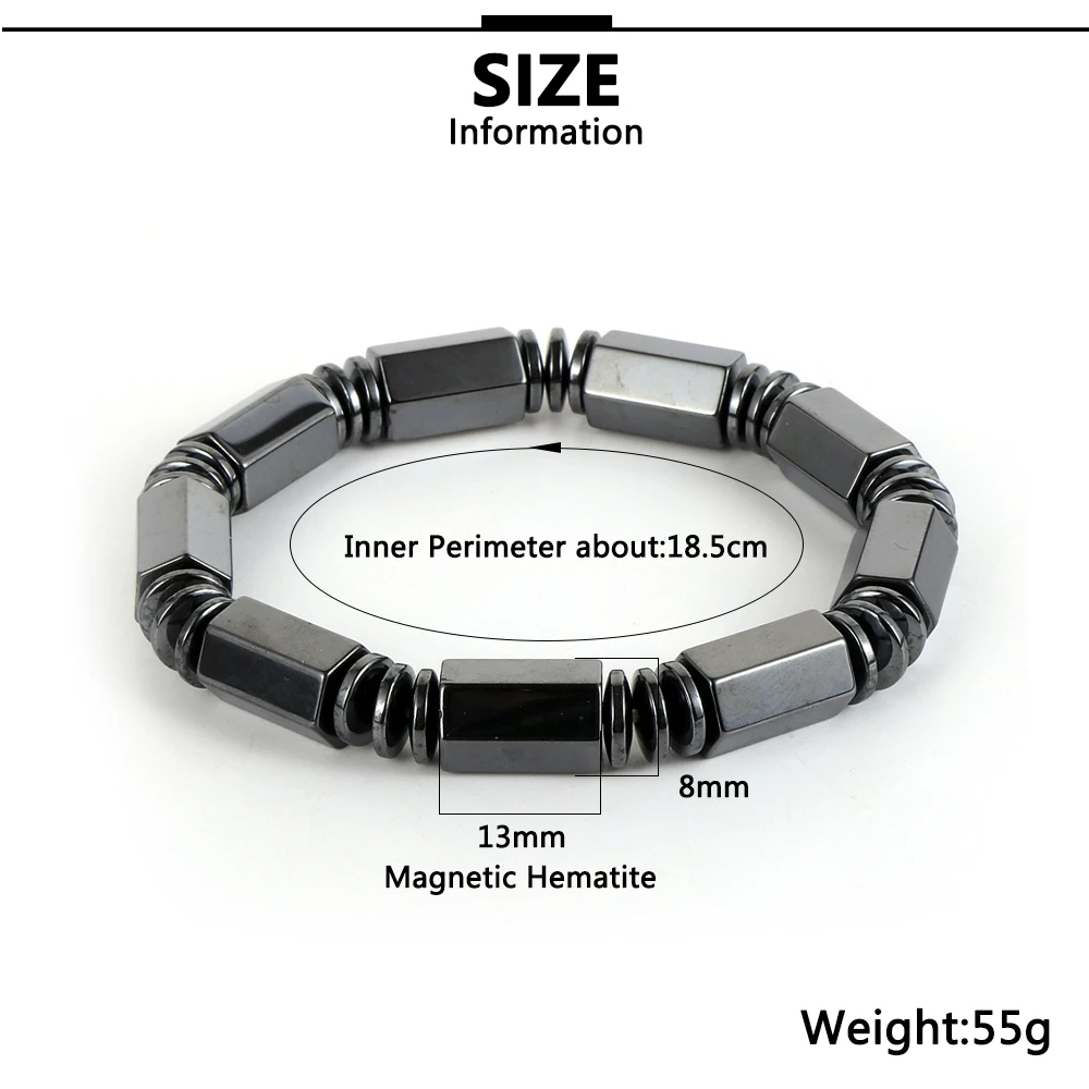 Мужской браслет из натурального камня AAAAA с магнитным гематитом и шестиугольными