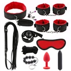 Набор для БДСМ бондажа, секс наручники, зажимы для сосков, плетка, кляп, маска для секса, Анальная пробка, пуля, вибратор, секс-игрушки для женщин, игры для взрослых