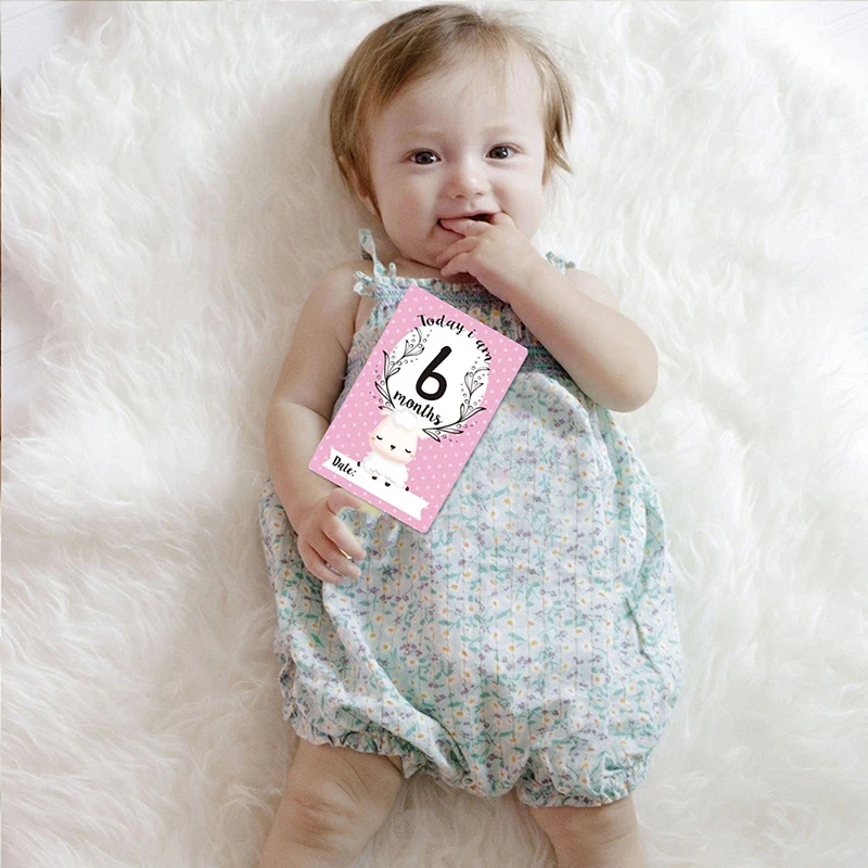

12 Sheet Milestone Photo Sharing Cards Gifts Set Baby Age Cards Baby Milestone Cards