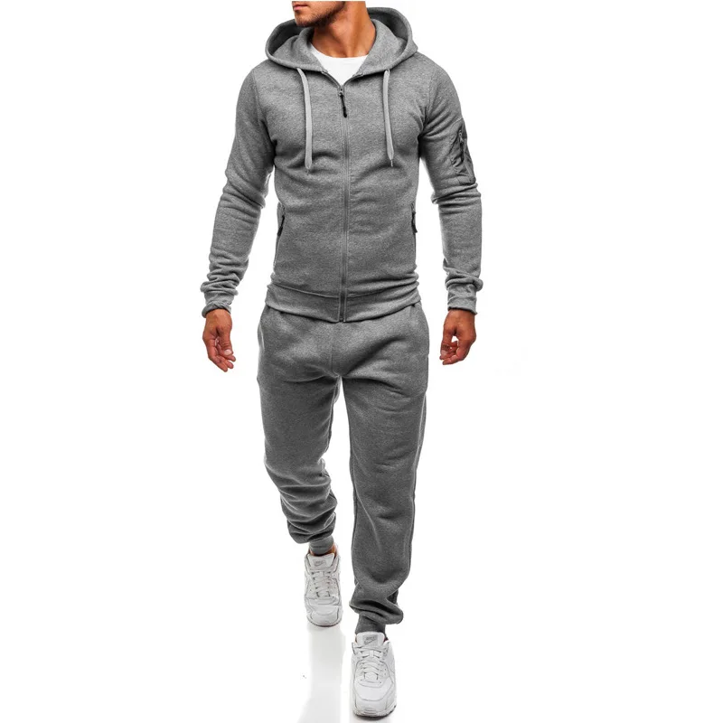 

Men Hoodies Sport Suit Fall / Winter Male Casual Sportswear Tracksuit Solid Sweatshirt&Pants High Street Casual Sweatsuit