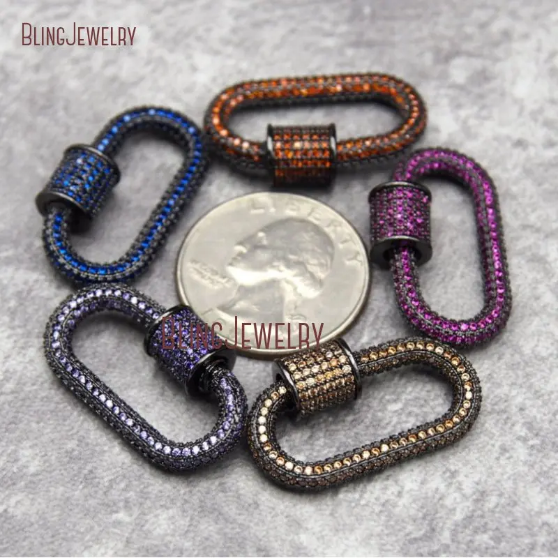 Бирюзовый CZ микро паве овальной формы винтовая застежка U образная замок с