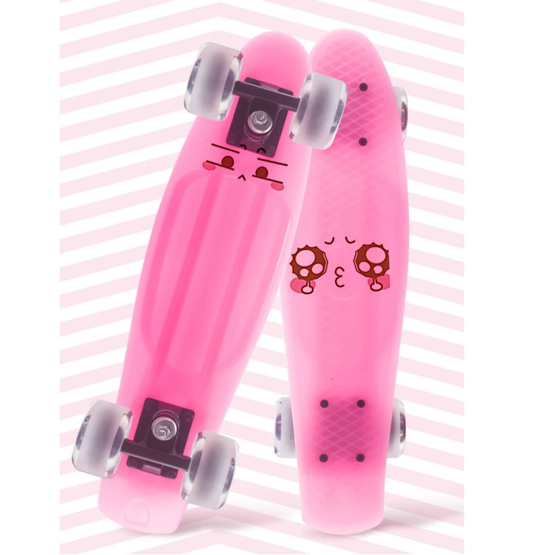 Нескользящий скейтборд Jelly Pink размером 57*15 см доска для рыб ПВХ колеса