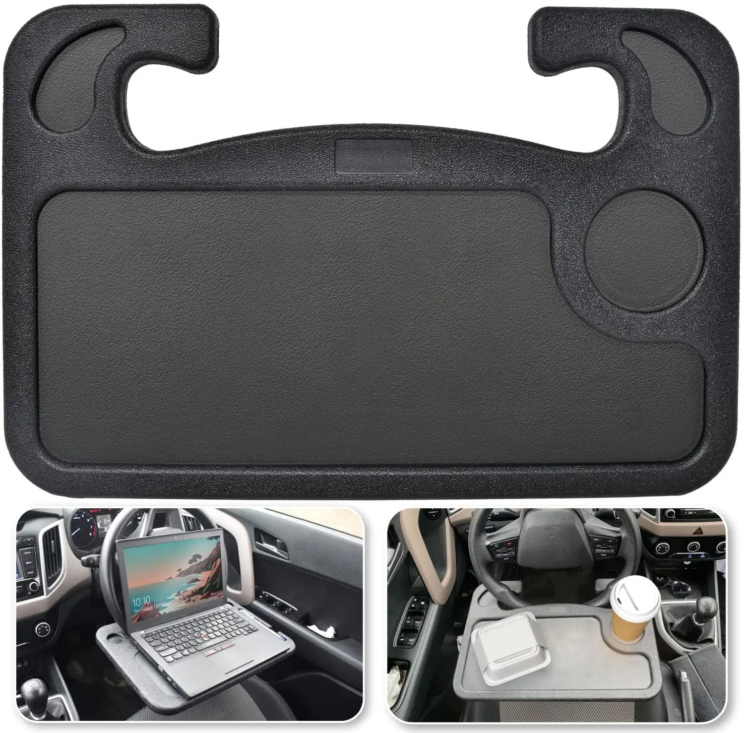 

Car steering wheel tray 2 in 1 portable table rack, food tray table, auto parts office and computer