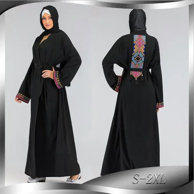 Элегантное мусульманское платье макси с вышивкой Abaya, этнический кардиган, длинный халат, кимоно, Jubah, Eid, Ramadan, арабский aftan, мусульманская мол...
