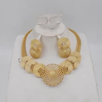 high quality dubai gold color jewelry set for women african beads jewlery fashion necklace set earring jewelry