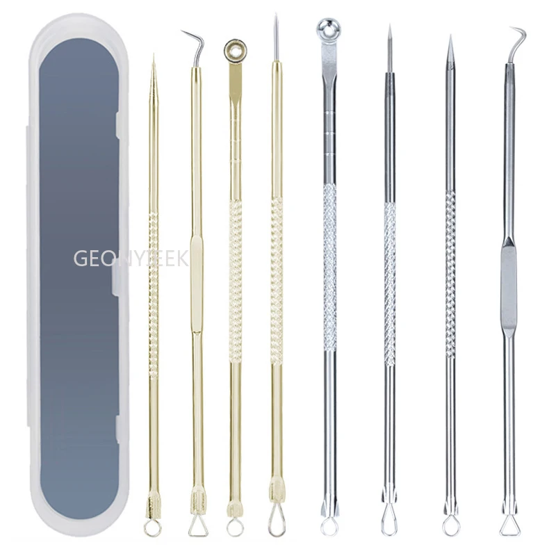 

4pcs/set Gold Blackhead Acne Needles Face Skin Care Pore Cleaner Needles Remove Tools Stainless Steel Blackhead Comedone Needles