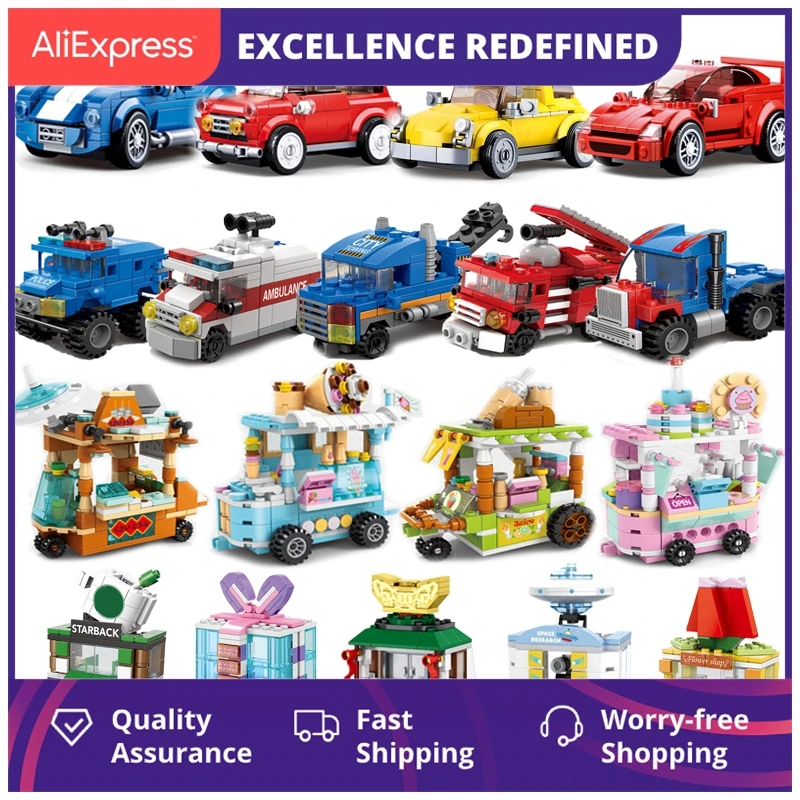 

Гоночный автомобиль полицейский Танк Городской мини уличный продовольственный магазин розничный рынок архитектурные строительные блоки ...