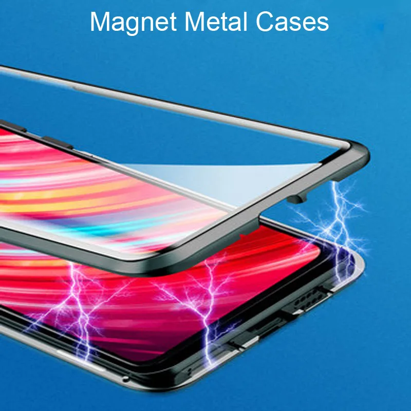 Роскошный Магнитный поглощающий чехол для Xiaomi Redmi Note 8 металлическая рамка