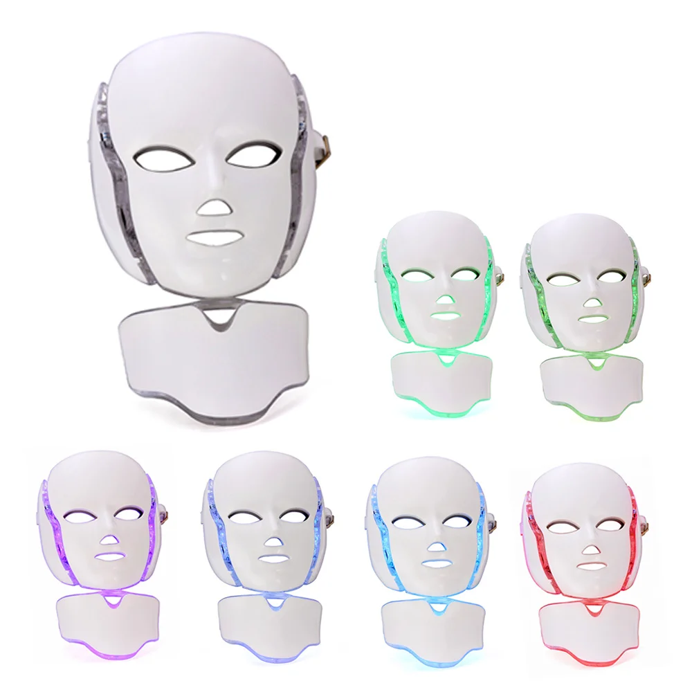 

Seven color LED neck mask, phototherapy, skin rejuvenation, anti acne, wrinkle removal, pore tightening, beauty and skin care