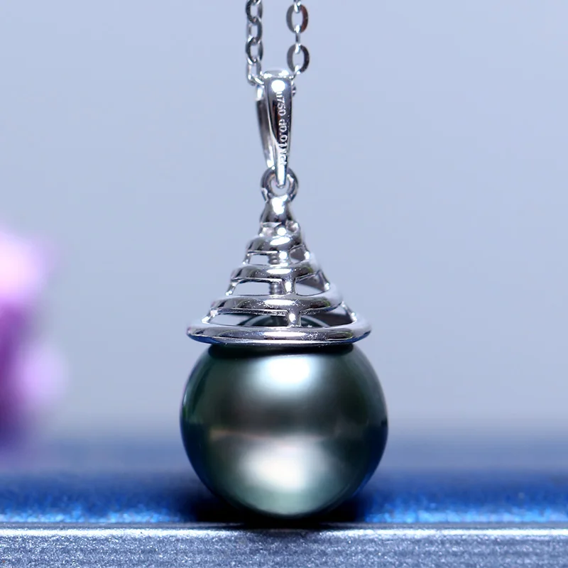 Цепочка с подвеской жемчугом таитянского цвета 11-12 мм | Украшения и аксессуары