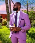 Модный Фиолетовый Тонкий смокинг для жениха с пиковым отворотом, комплект из 2 предметов, пиджак и брюки, мужской блейзер для выпускного вечера, Terno Masculino