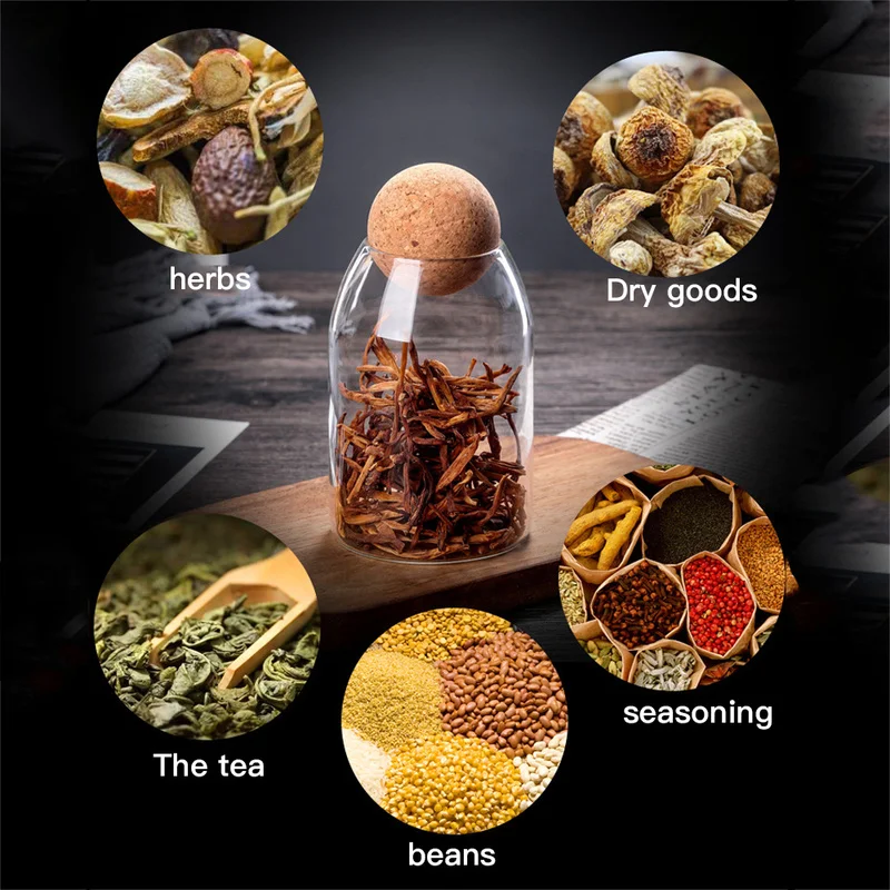 Borosilicate Transparent Lead-Free Glass Sealed Can Storage Tank Grains Jar Creative Cork Tea Containers | Дом и сад